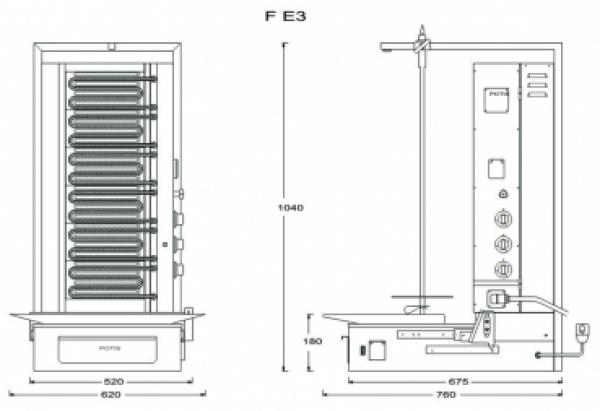 POTIS F E3 Dönergrill Gyrosgrill Döner Ocagi Energiesparend