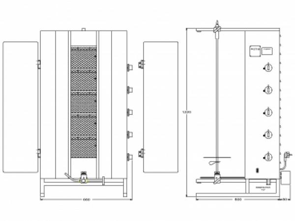 POTIS MU GD5 Dönergrill Gyrosgrill Döner Ocagi Energiesparend